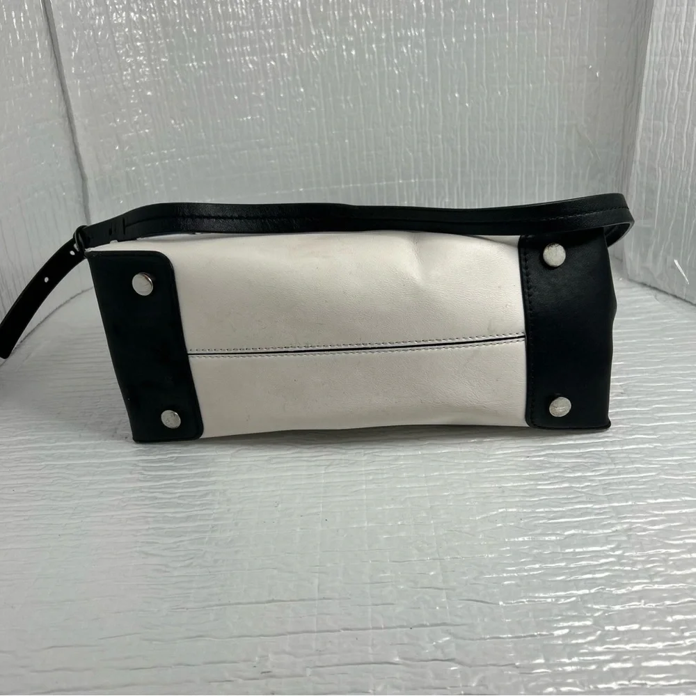Michael Kora Mercer Studded Two Way Bi-Color Plain White Leather - Picture 5 of 7